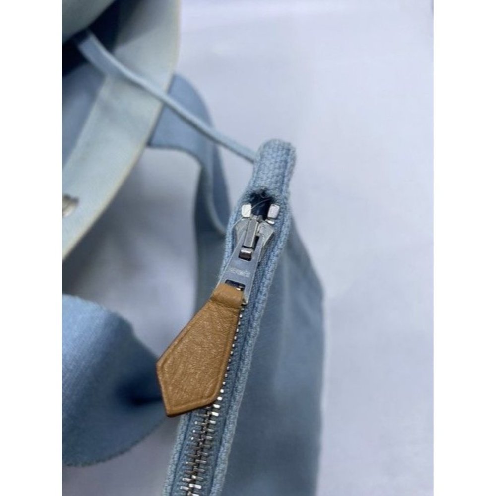 Hermes Deauville Toile Plage Mm Blue Cotton Tote - Picture 3 of 12